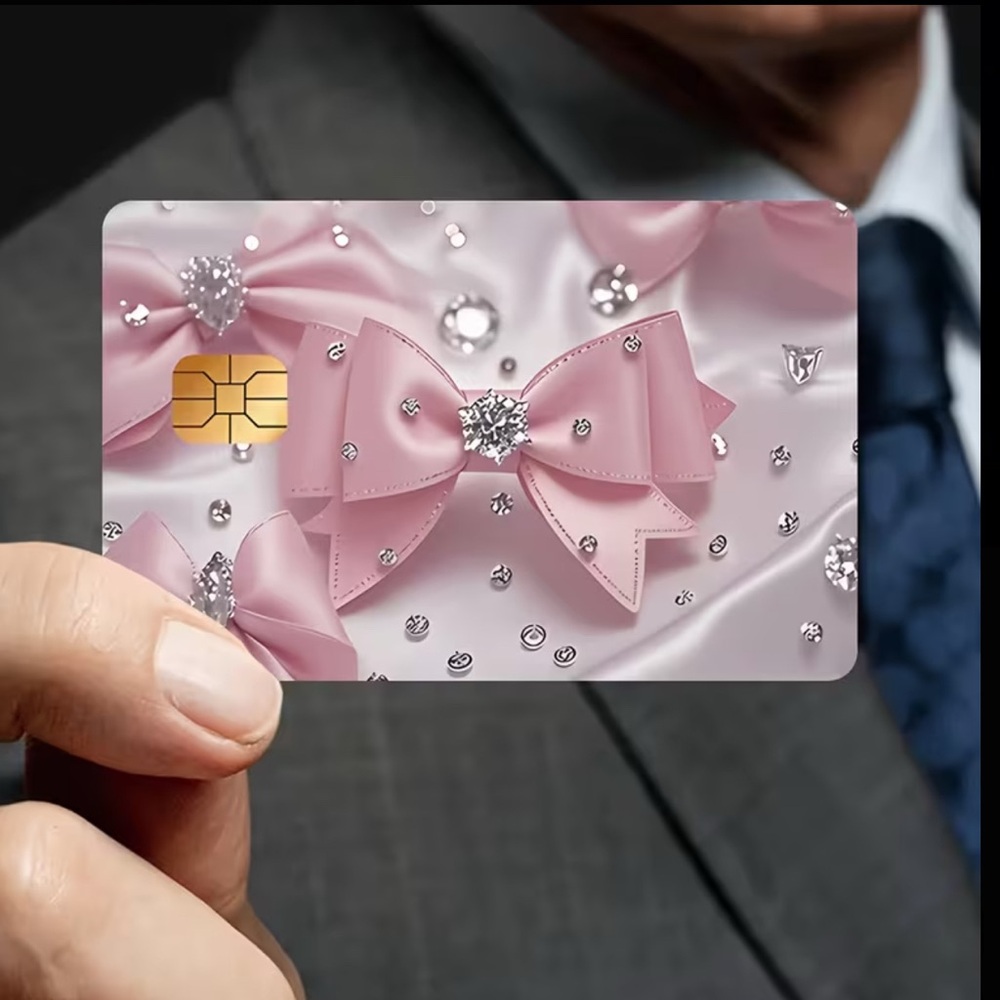 Pink Bow Bling  Design Credit Card Skin #104